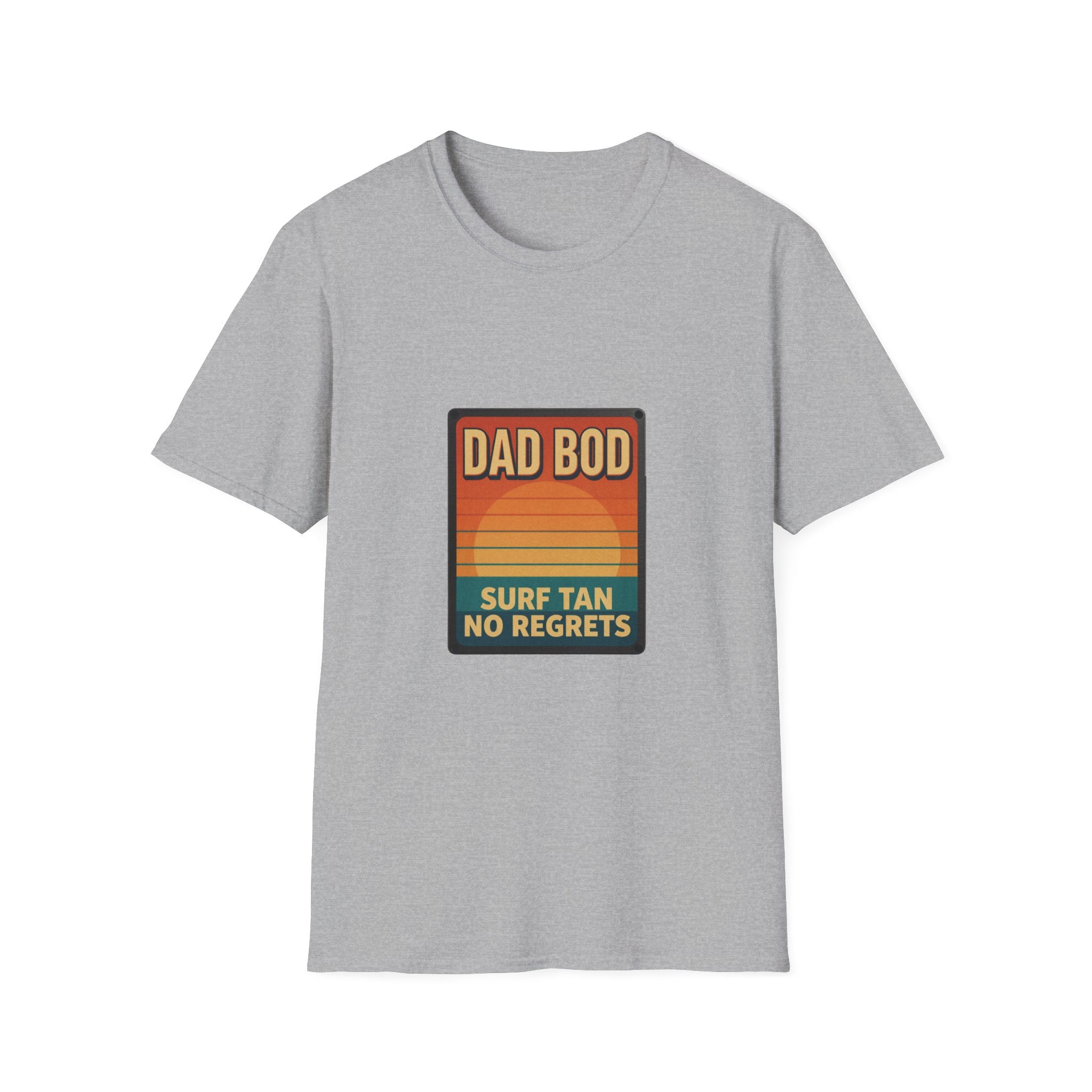 Dad Bod: Surf Tan No Regrets T-Shirt | Funny Dad Tee | Vintage Beach Humor Gift