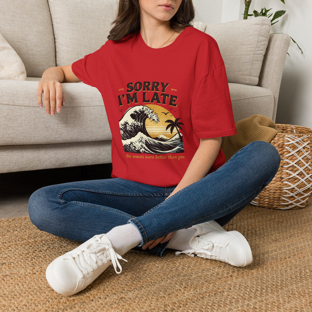 Sorry I'm Late T‑Shirt — Vintage Sunset Wave Graphic Tee