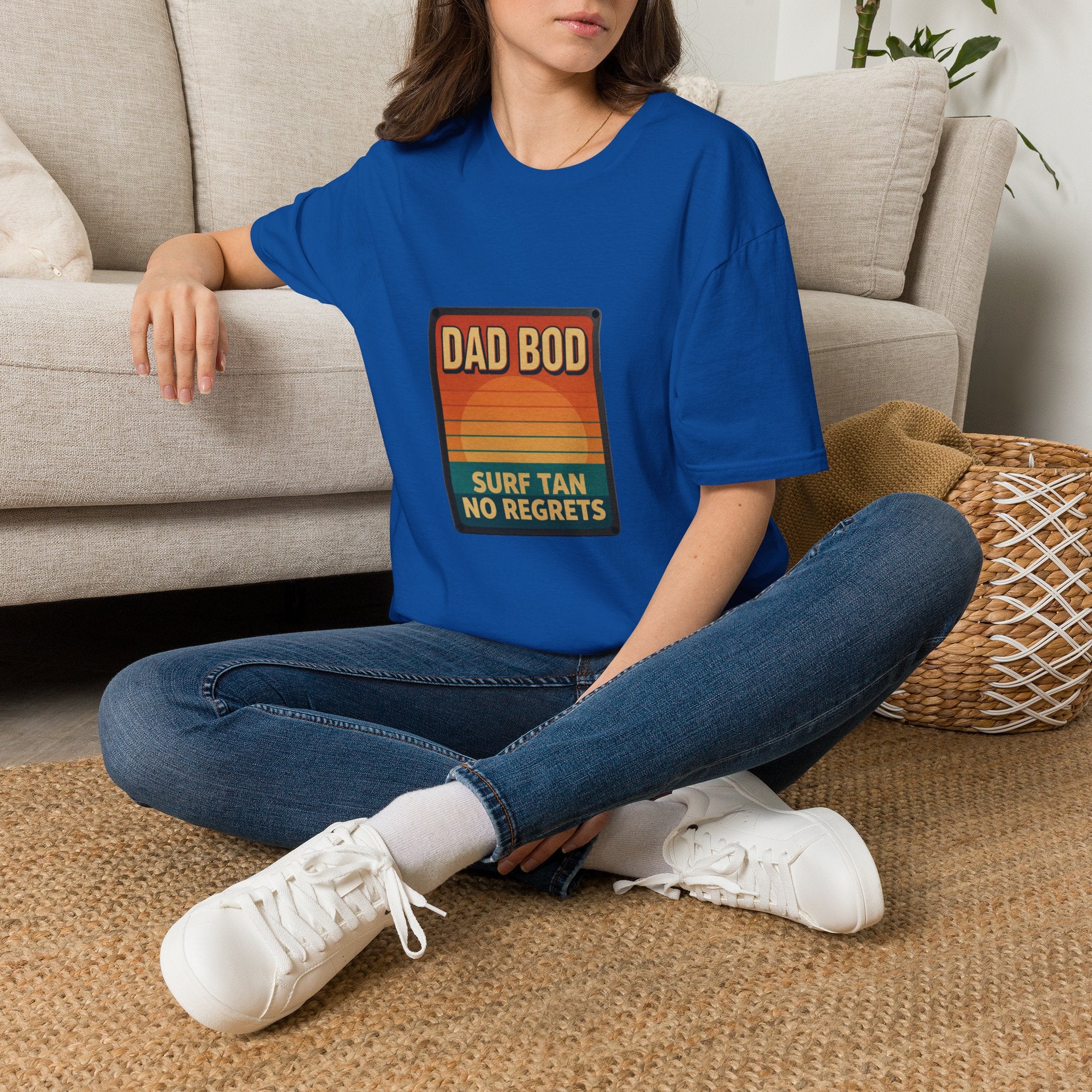 Dad Bod: Surf Tan No Regrets T-Shirt | Funny Dad Tee | Vintage Beach Humor Gift