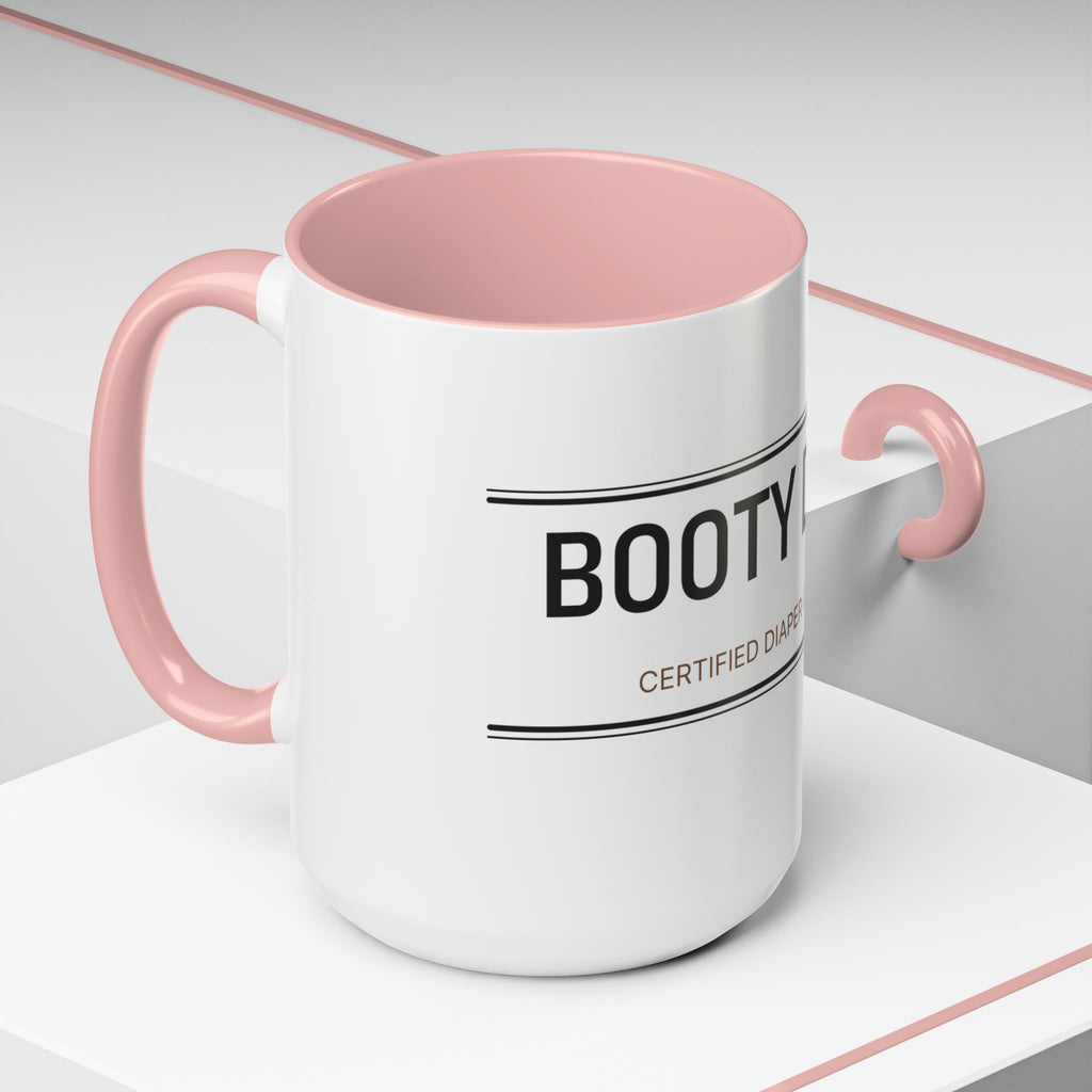 Booty Duty: Certified Diaper Changer Mug | Funny New Mom & Dad Gift | Accent Ceramic Mug (11oz & 15oz)