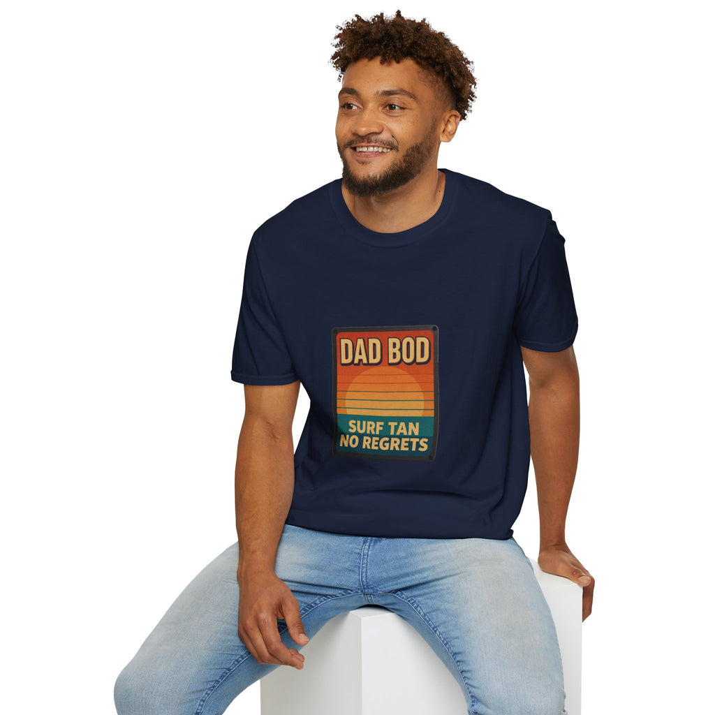 Dad Bod: Surf Tan No Regrets T-Shirt | Funny Dad Tee | Vintage Beach Humor Gift