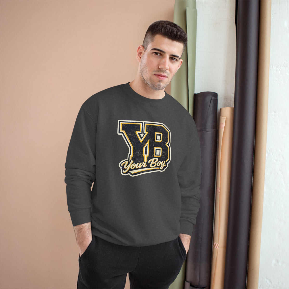 YB Your Boy Champion Sweatshirt | Funny Retro Varsity Crewneck