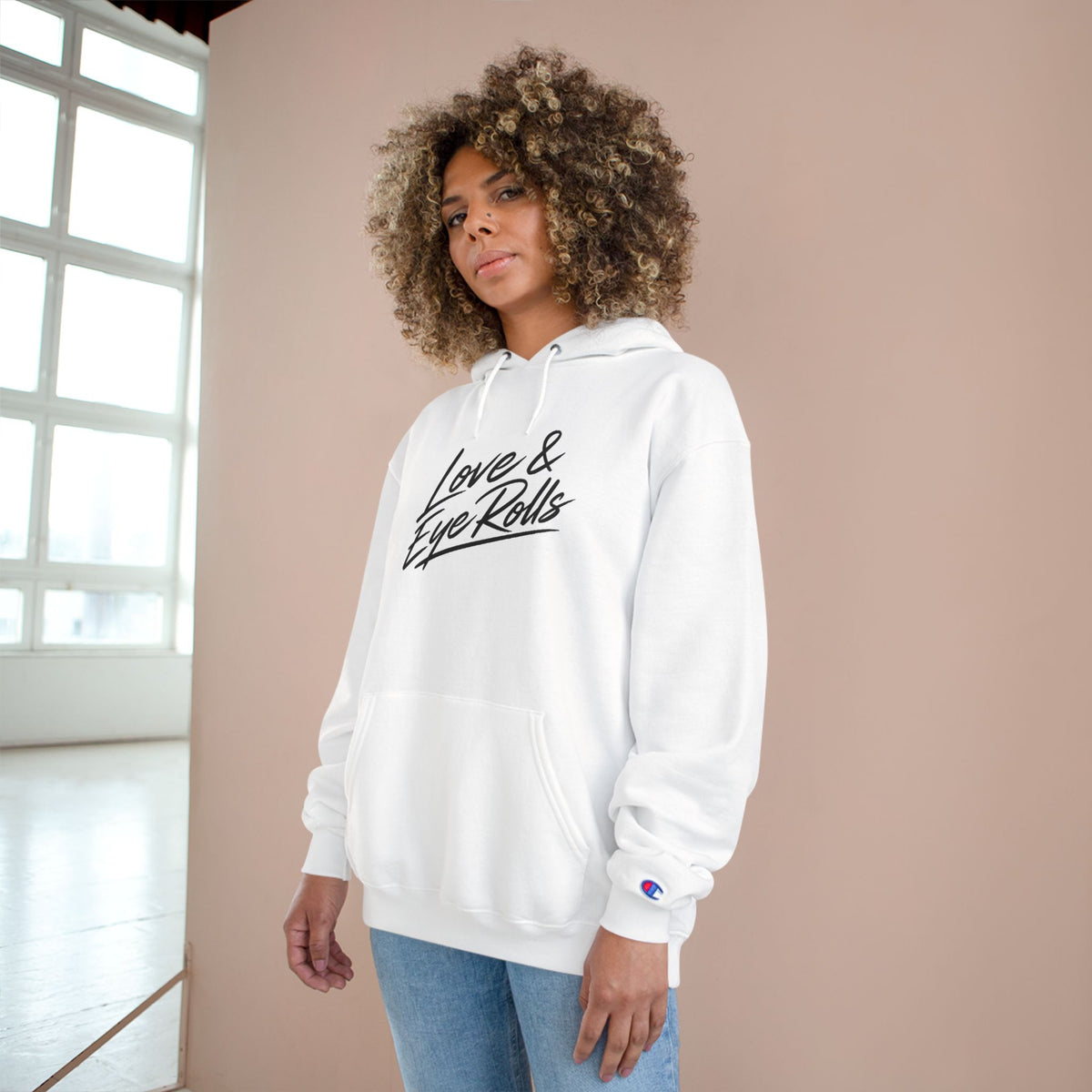 Love & Eye Rolls Hoodie | Script Logo Sweatshirt | Funny Gift for Couples