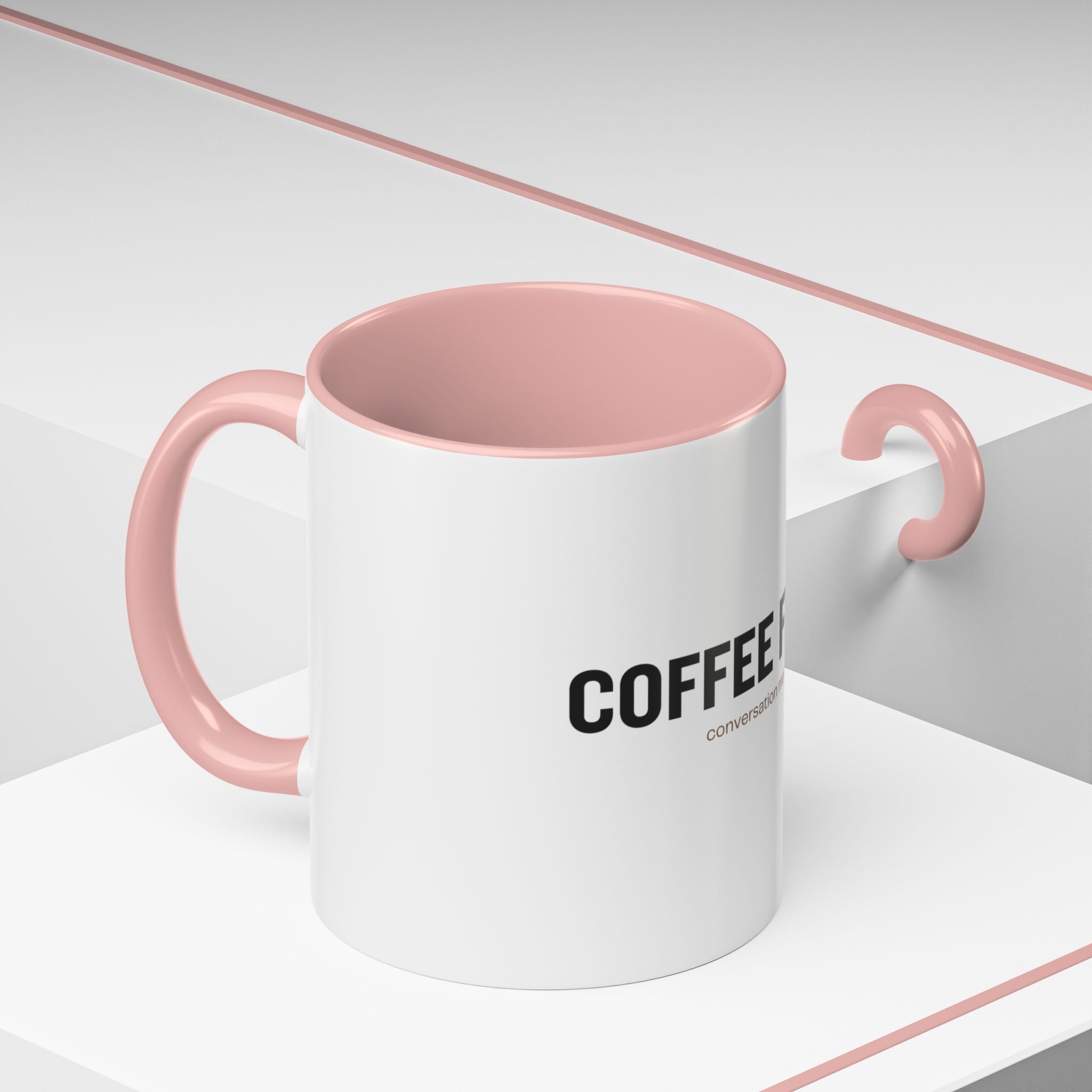 Coffee First. Conversation Maybe. | Funny Coffee Mug | Accent Ceramic Mug (11oz & 15oz)