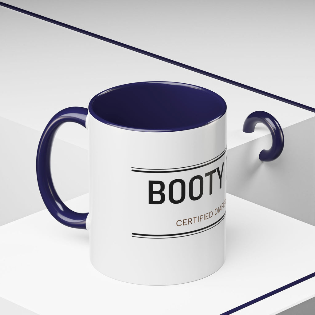 Booty Duty: Certified Diaper Changer Mug | Funny New Mom & Dad Gift | Accent Ceramic Mug (11oz & 15oz)